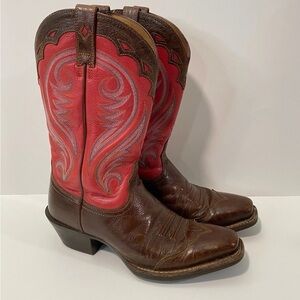 Ariat Women's Legend Boots 15875 Western Cowgirl Leather Pink Brown Square Toe 8
